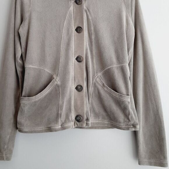 SANDWICH Soft Velvet Button Down Cardigan Gray Sz S - Picture 3 of 10